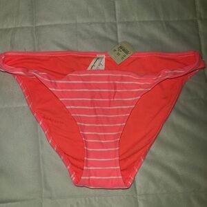 American Eagle Hot Pink Coral Striped Swim Bottoms Size Med